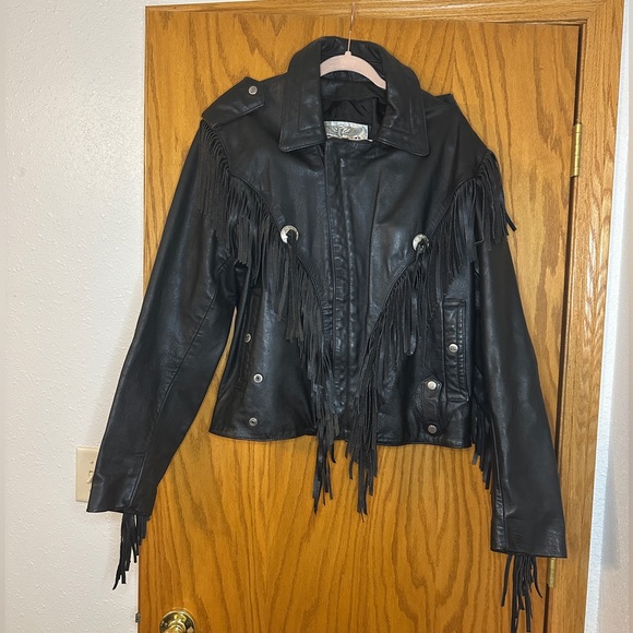 Open Road Brands Jackets & Blazers - Open Road for Wilson Vintage Black Leather Fringe Jacket